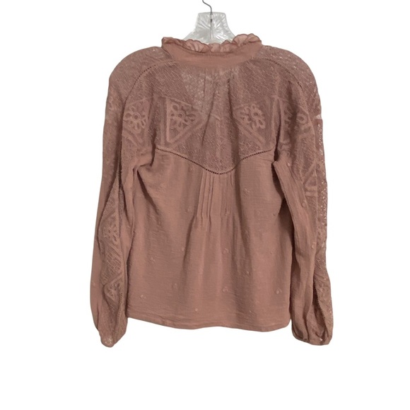 Anthropologie Stephanie Lace Pink Ruffle Lace Blouse Women's 4 Peasant Boho Top - Picture 13 of 13